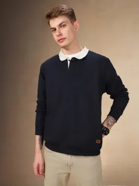 Men's Solid Spread Collar Full Sleeves Regular Fit Sweatshirt