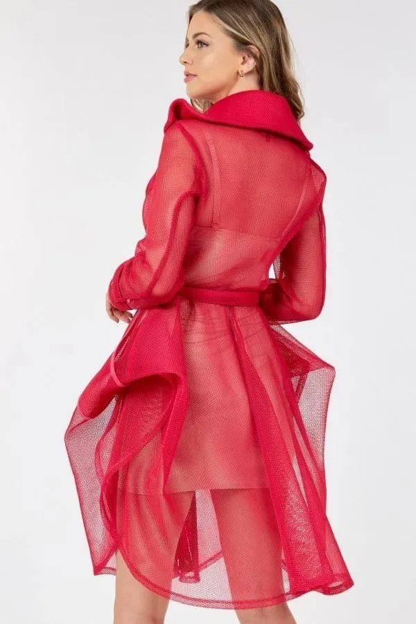 Moon Light Mesh Coat in Red