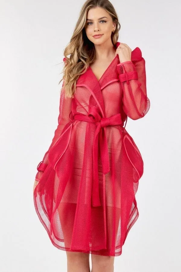 Moon Light Mesh Coat in Red