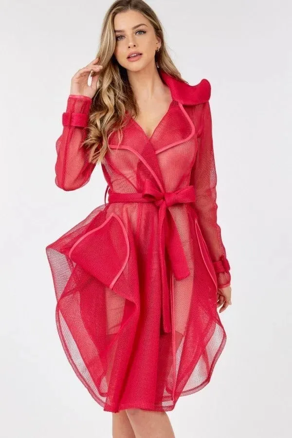Moon Light Mesh Coat in Red