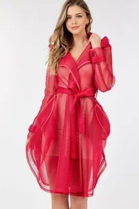 Moon Light Mesh Coat in Red