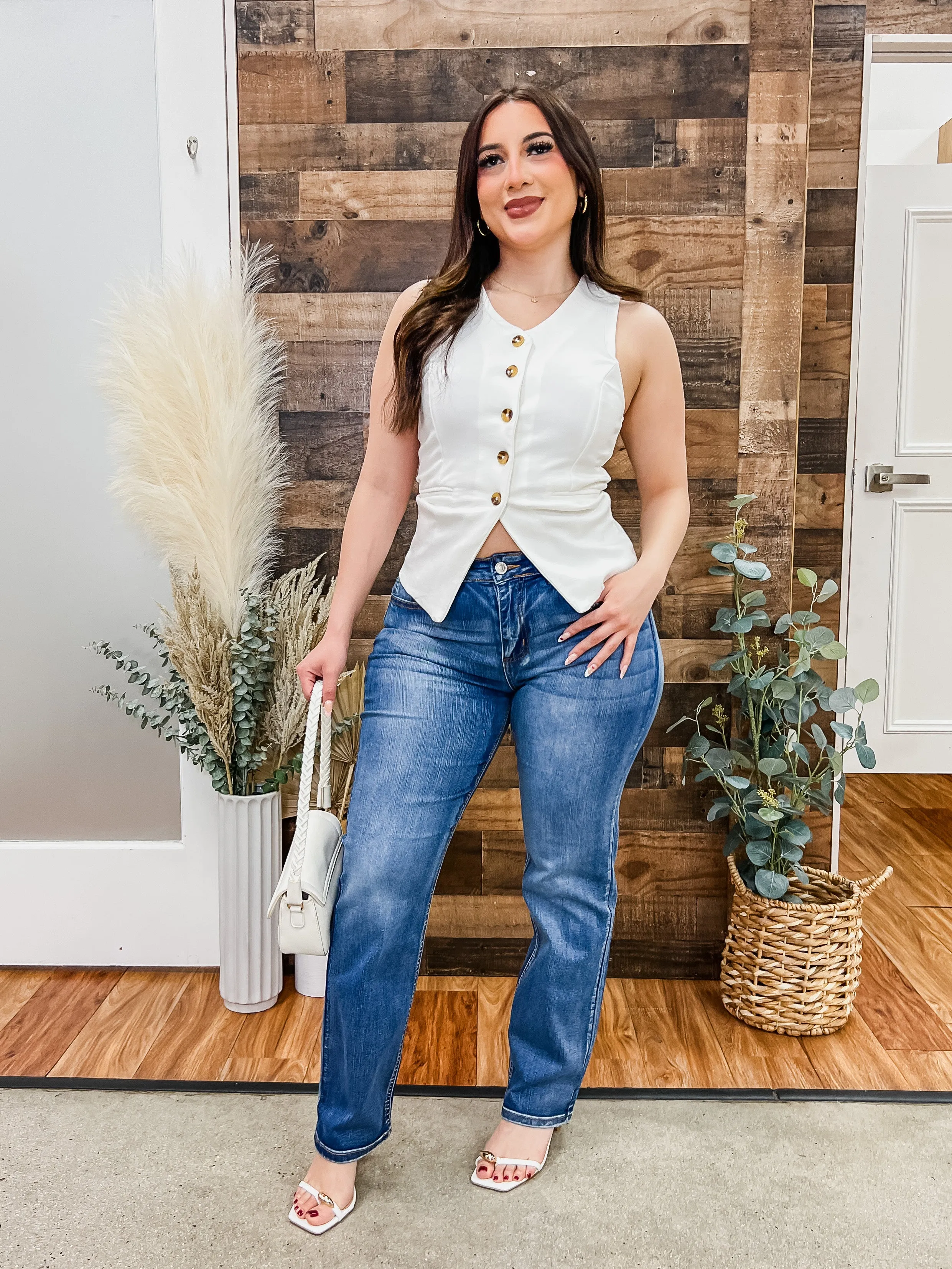 Naomi Button Front Vest Top