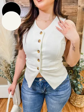 Naomi Button Front Vest Top