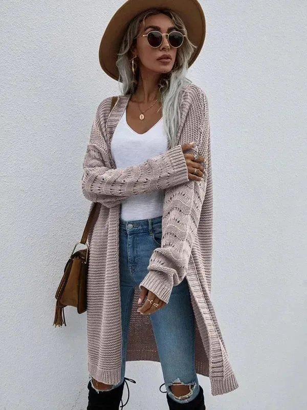 Open Knit Long Women Cardigan Sweater