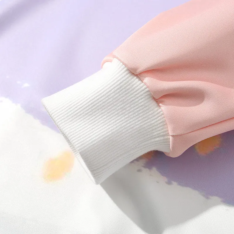 Pastel Spray Print Space Cotton Sweatshirt