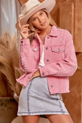 Pink Pearl Denim Jacket