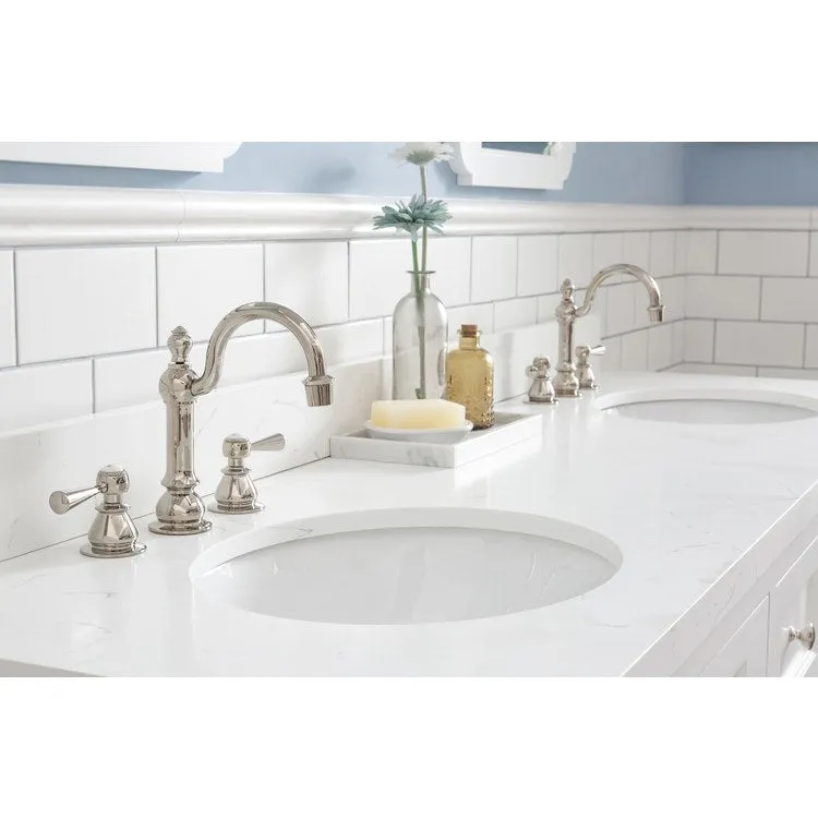 Queen 72" Double Bathroom Vanity in Pure White with Quartz Top, Mirror(s) and Faucet(s)