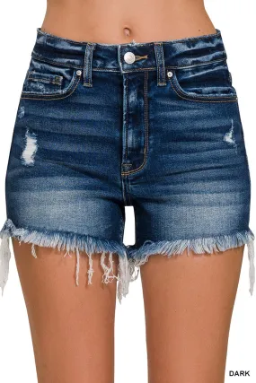 Raw Frayed Denim Short with stretch