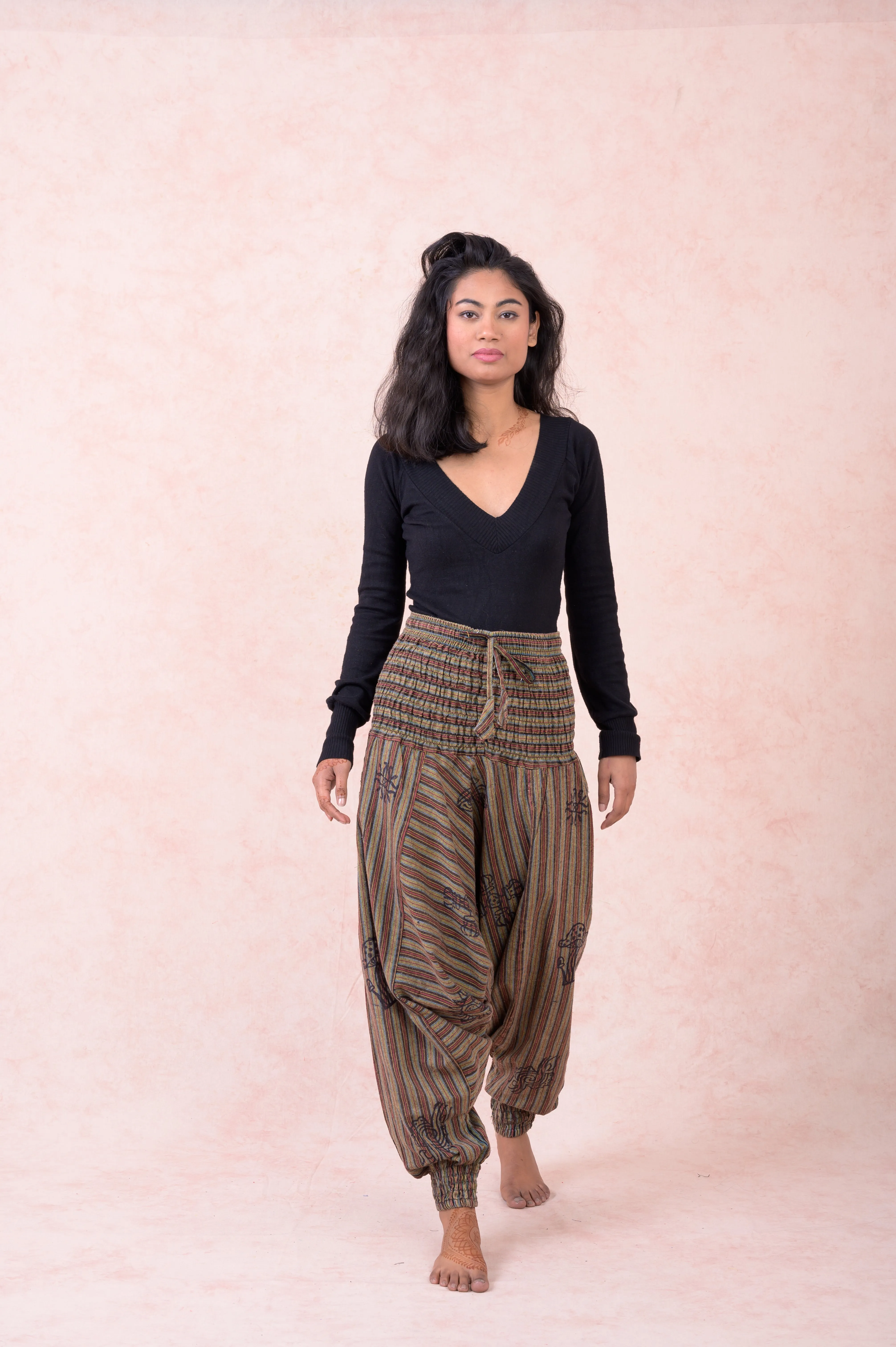 Rhea Striped Tie-Waist Pants