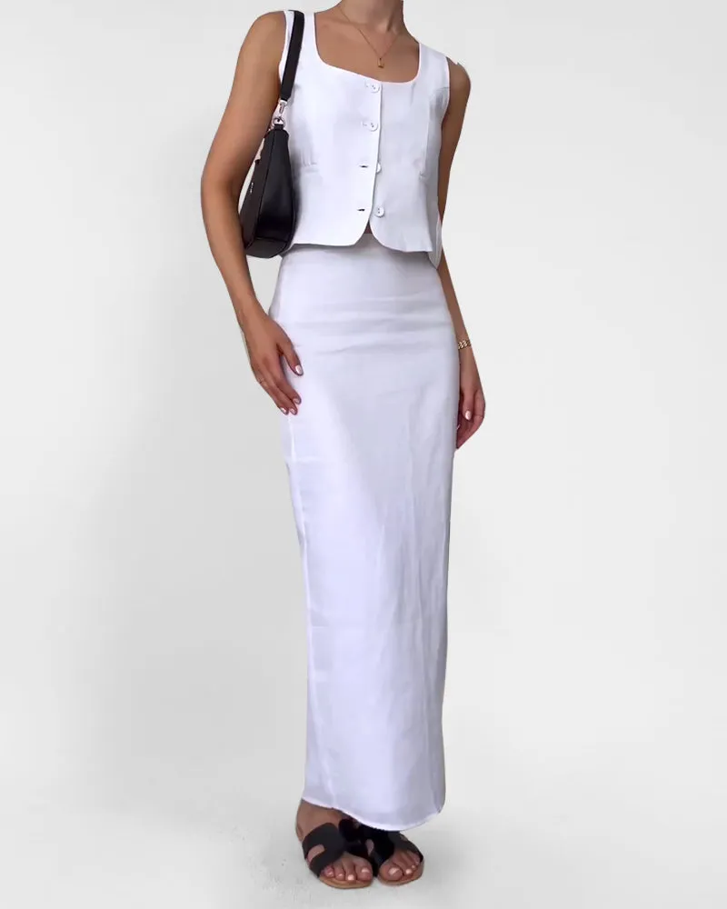 Slim Fit Vest Casual Skirts Set
