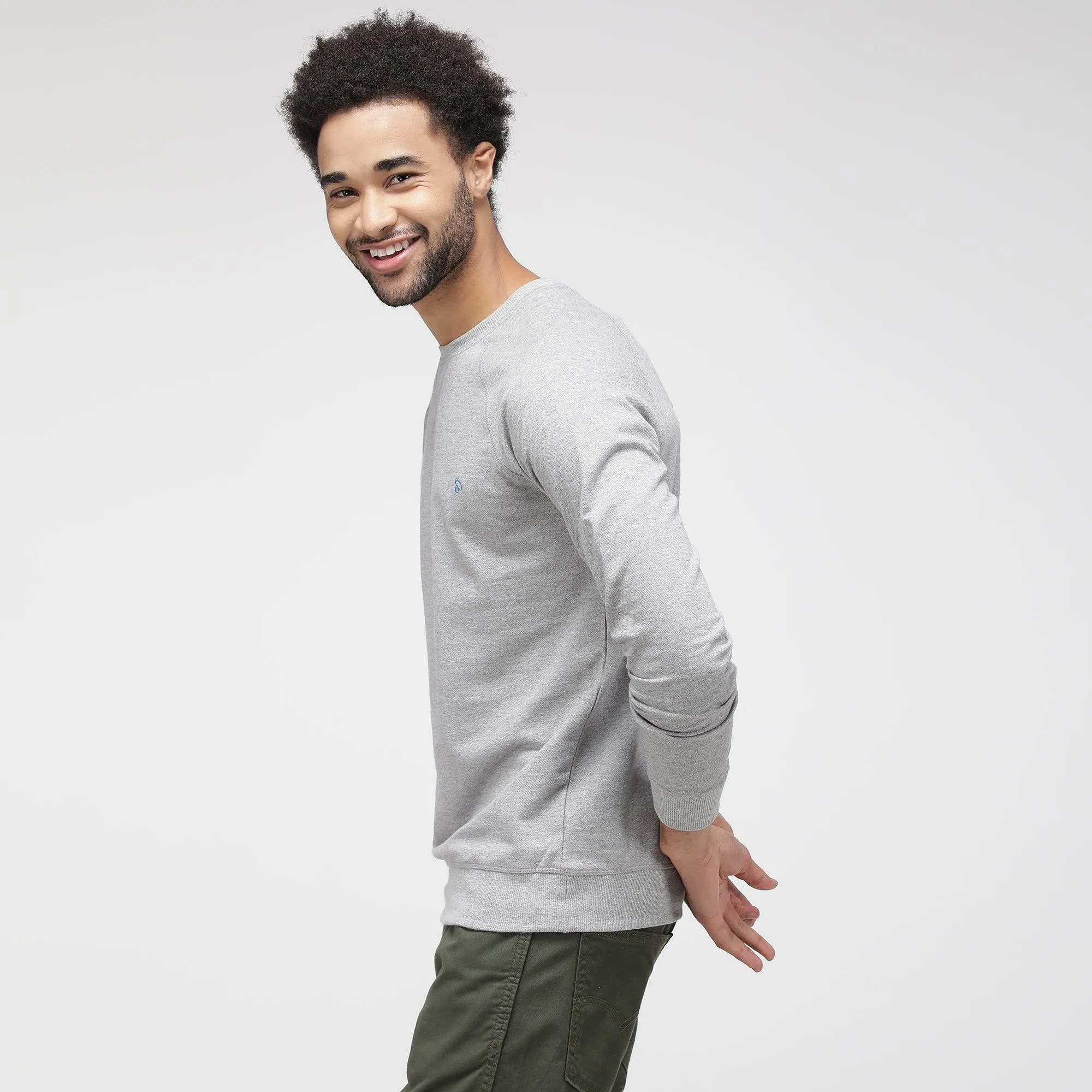 Sporto Men's Solid Sweatshirts - Grey Melange