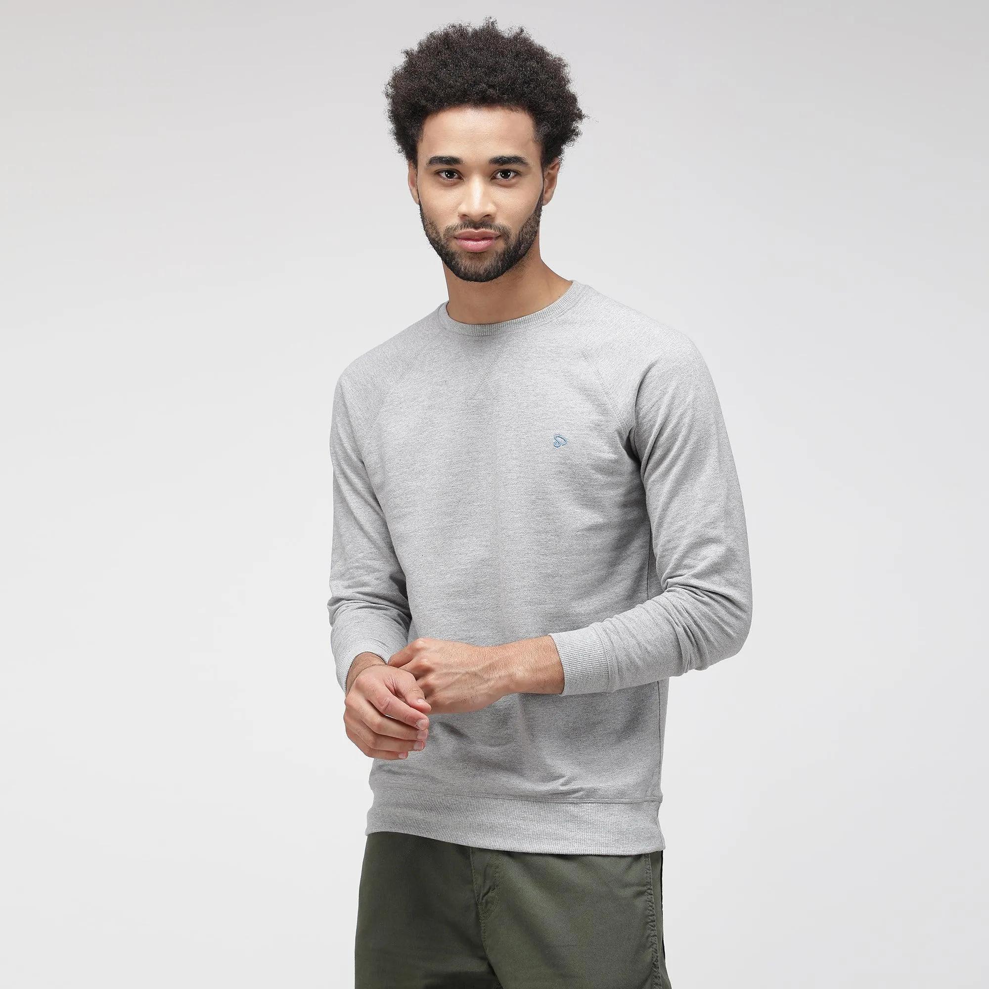 Sporto Men's Solid Sweatshirts - Grey Melange
