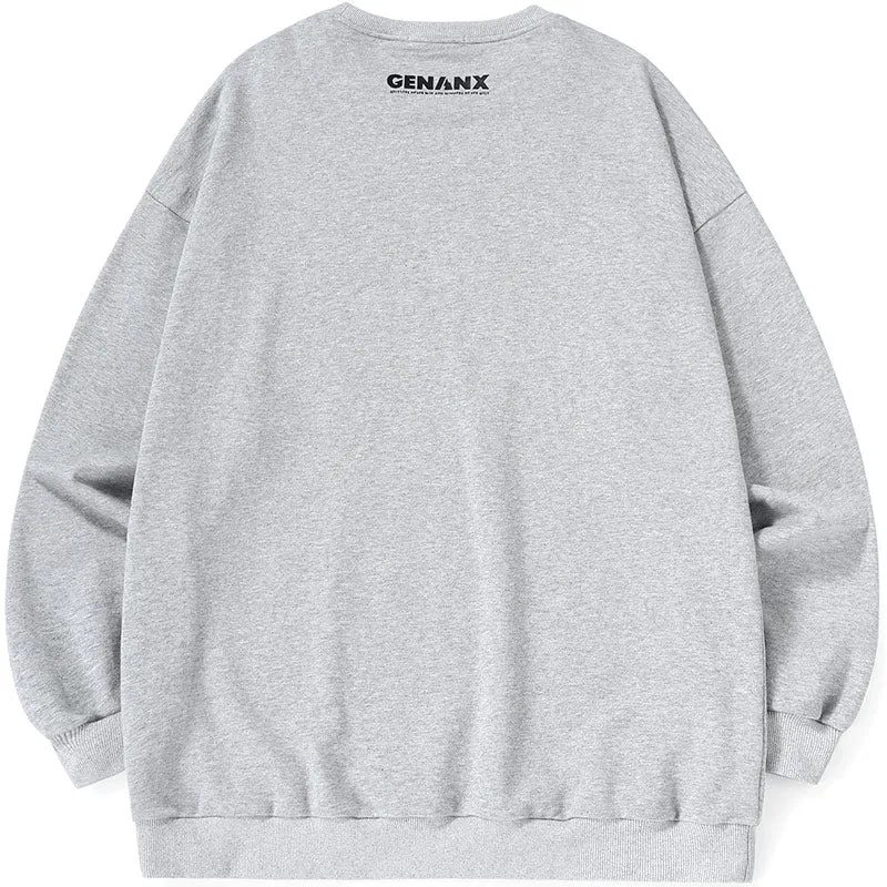 Street Cartoon Print Crew Neck Long Sleeve Sweatshirt