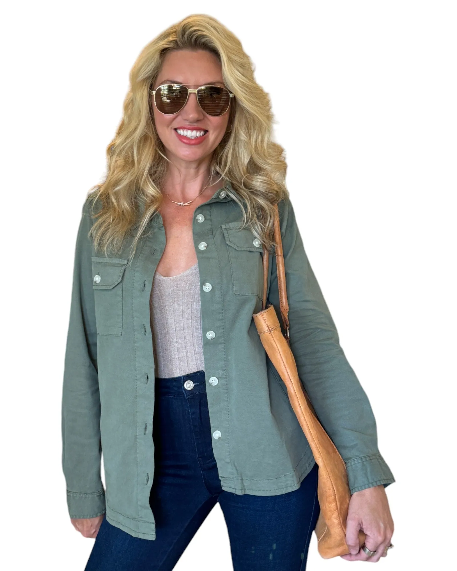 Tea Leaf Cotton Blend Shirt Jacket