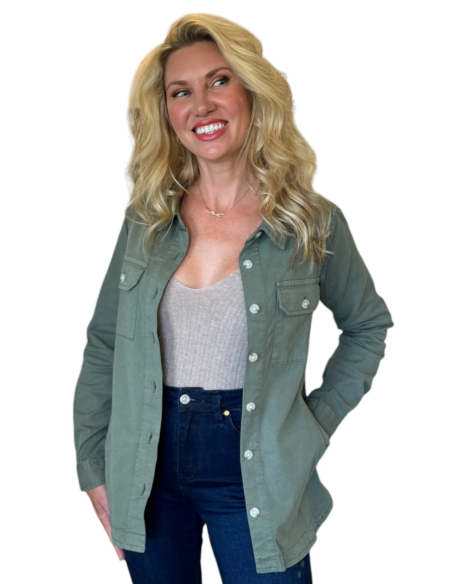 Tea Leaf Cotton Blend Shirt Jacket