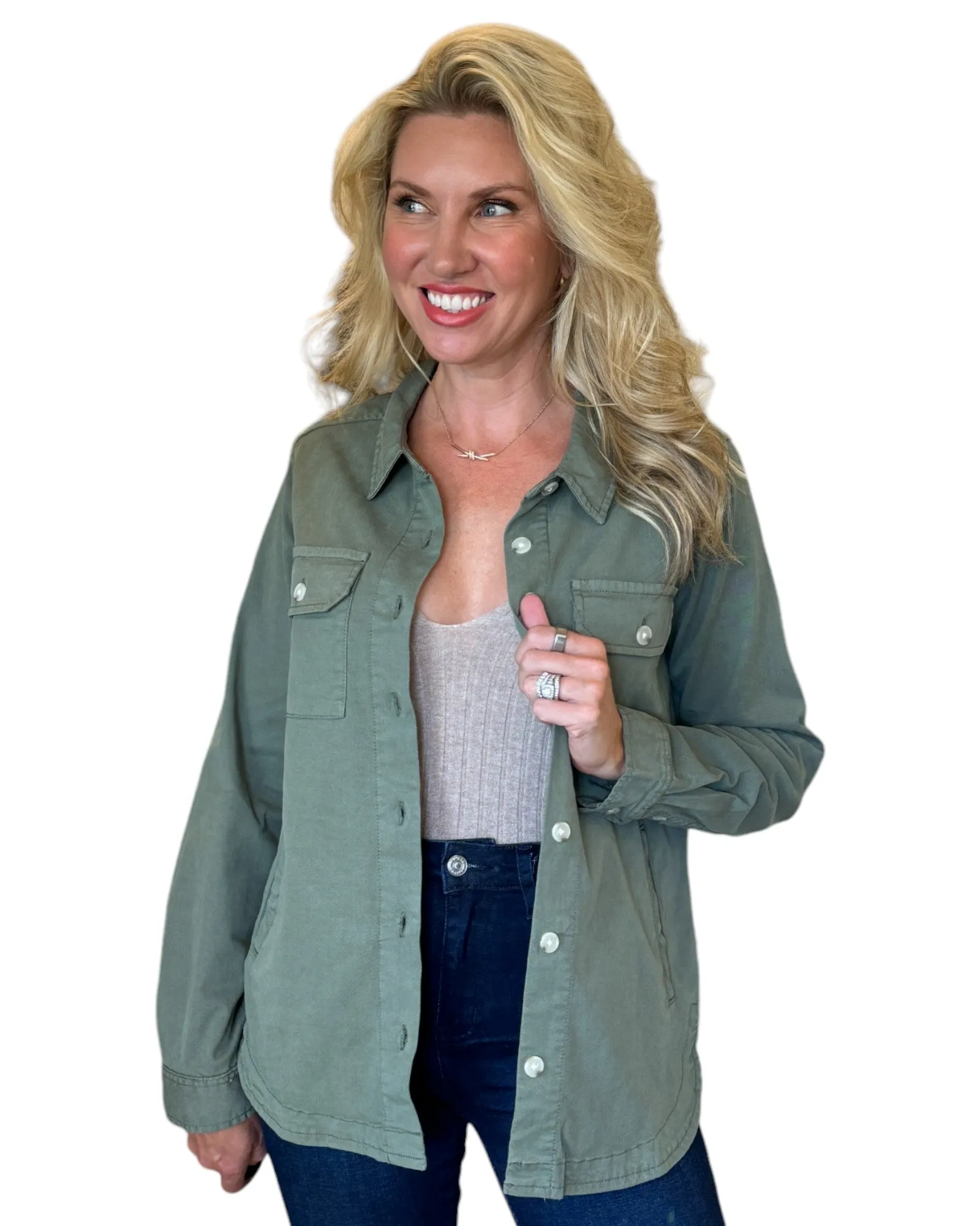 Tea Leaf Cotton Blend Shirt Jacket