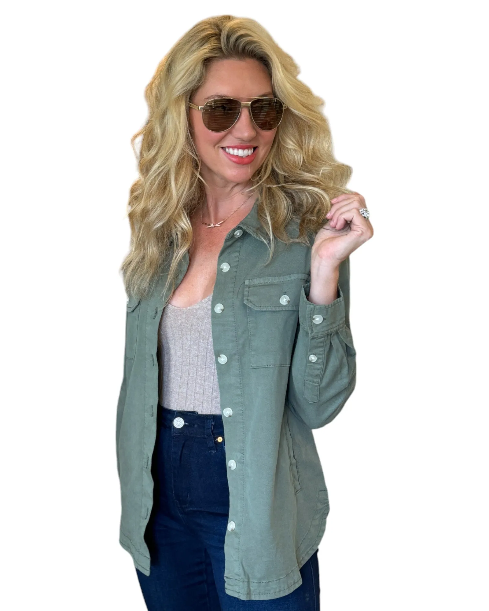 Tea Leaf Cotton Blend Shirt Jacket