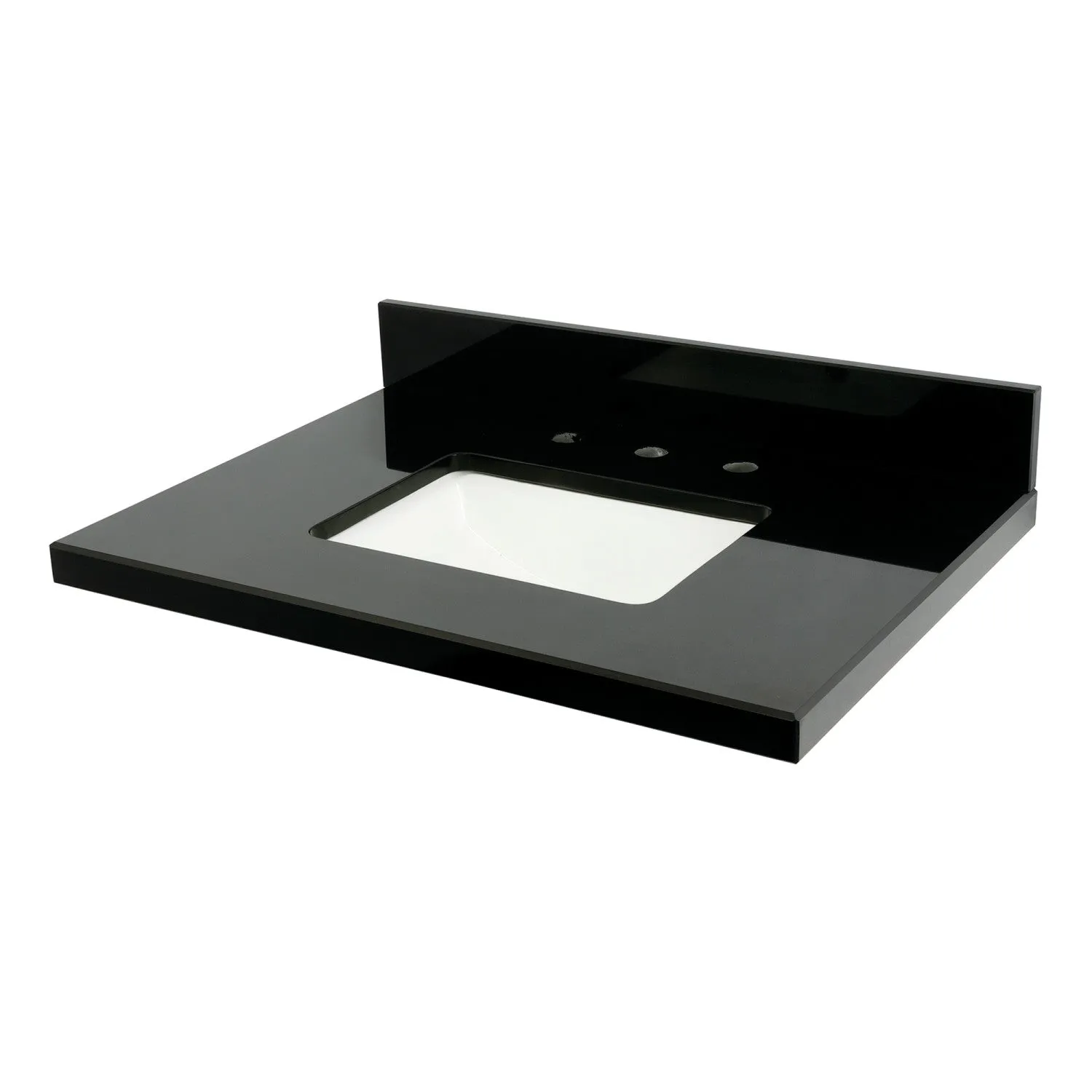 Templeton KVPK3022K38SQ 30-Inch Black Granite Vanity Top, Black/White