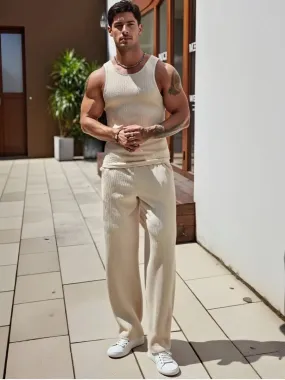 Textured Tank Top and Drawstring Pants