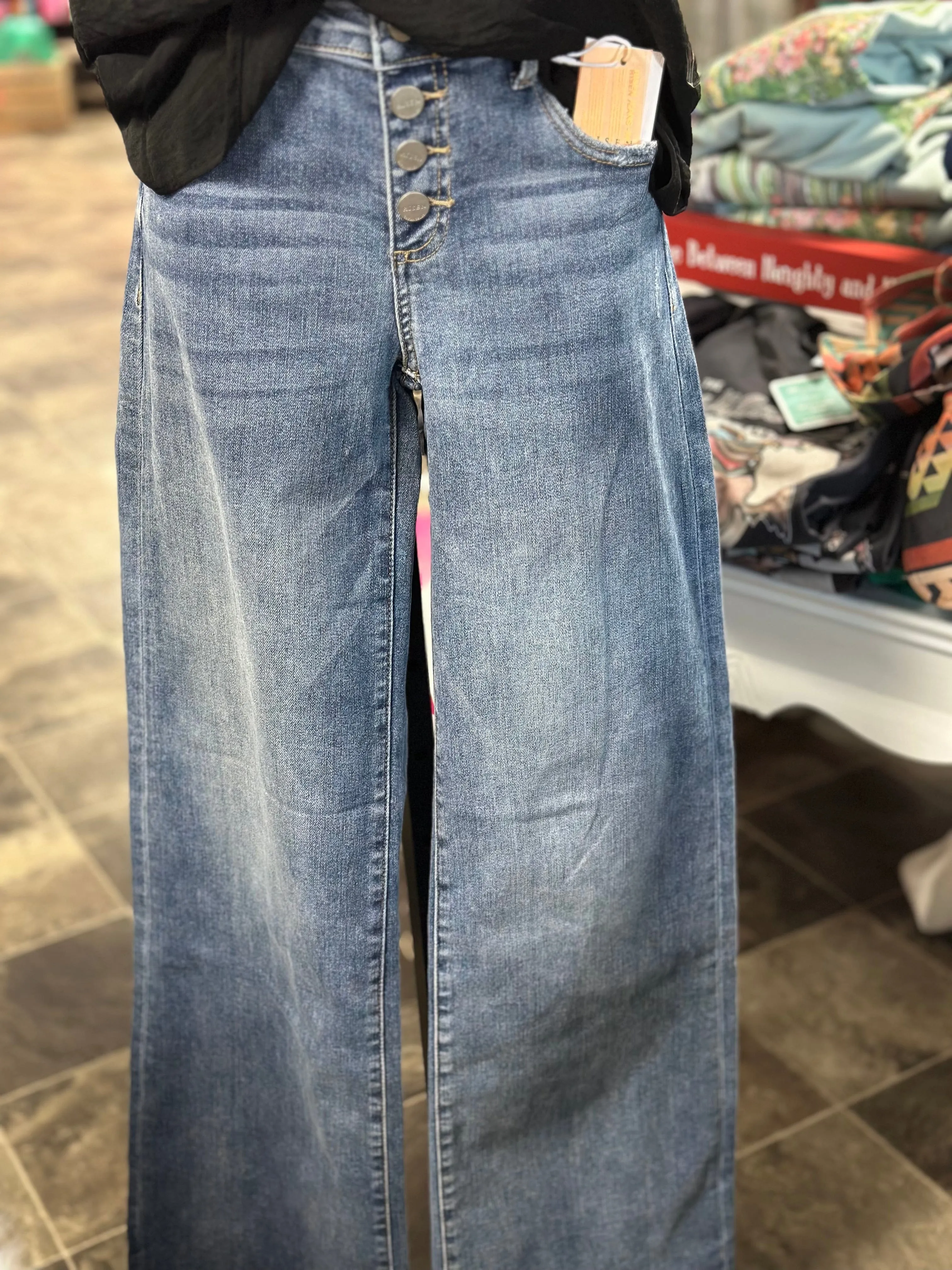 The Risen Button Front Wide Leg Denim