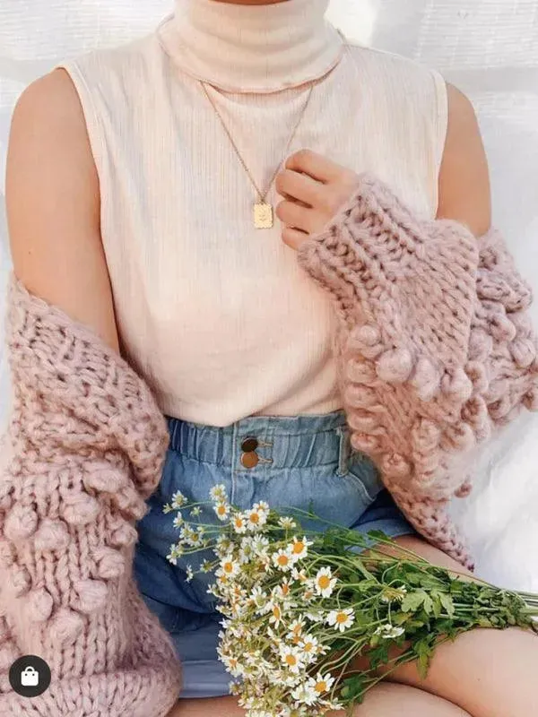 Thick Knitted Twist Loose Cardigan