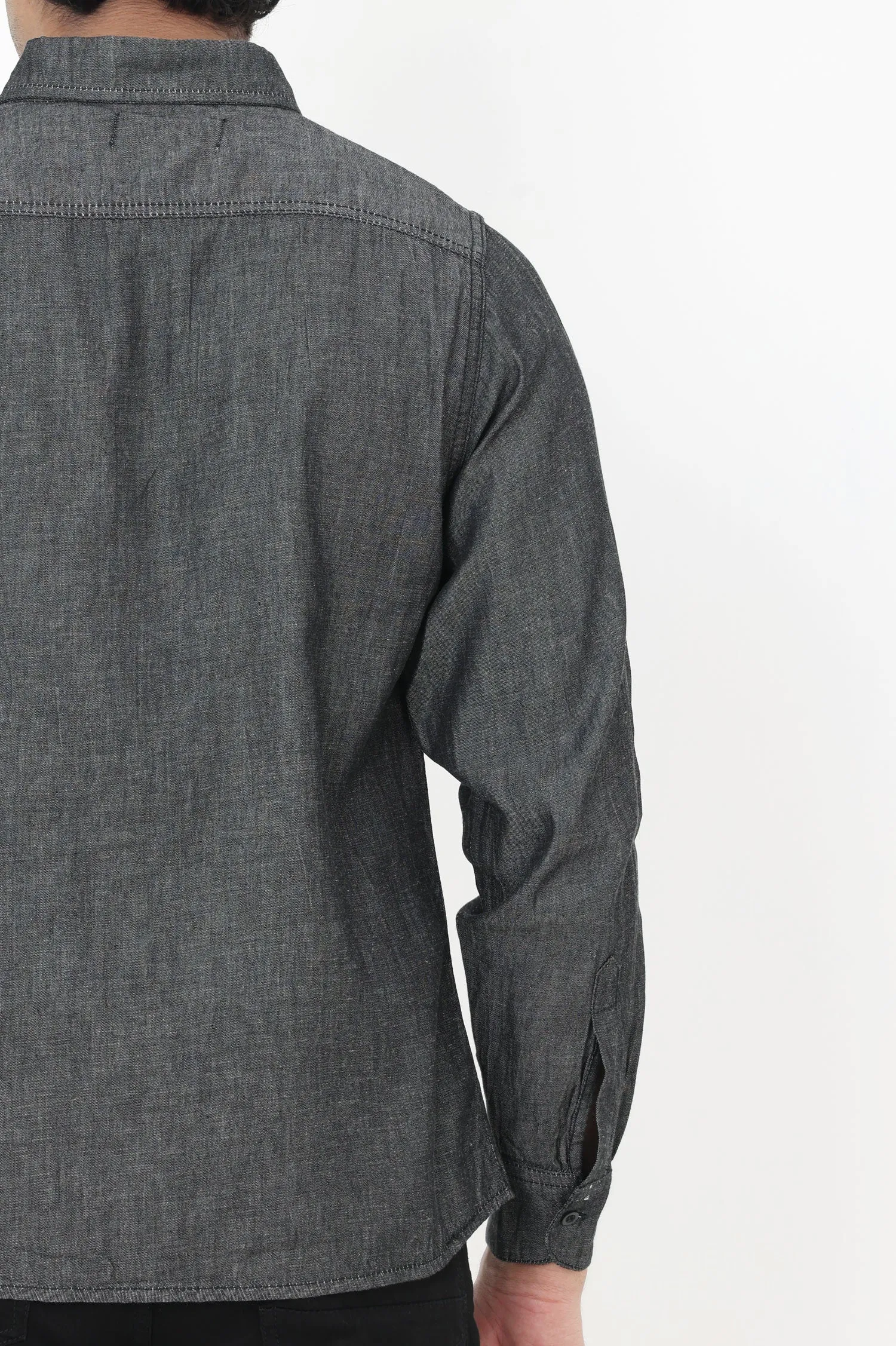 TRENDY FIT CASUAL DENIM SHIRT-CHARCOAL