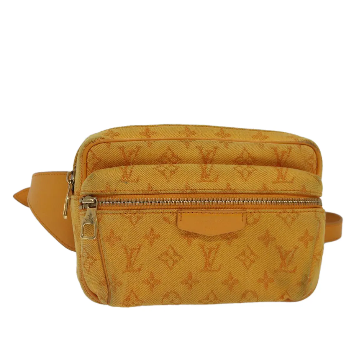 Trendy Inspired Louis Vuitton Monogram Denim Bum Bagoutdoor Waist Bag Yellow M44623 Auth 88743