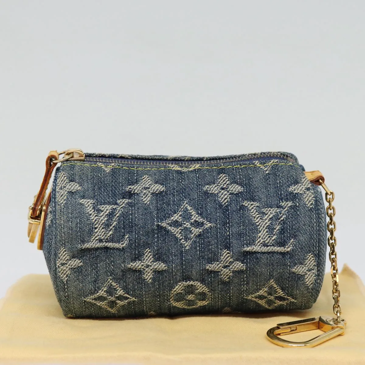 Trendy Inspired Louis Vuitton Monogram Denim Trousse Speedy Pouch Blue M95082 Lv Auth 87601a