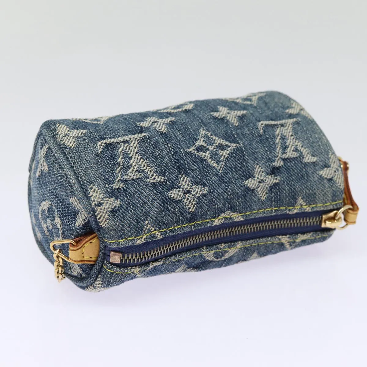 Trendy Inspired Louis Vuitton Monogram Denim Trousse Speedy Pouch Blue M95082 Lv Auth 87601a