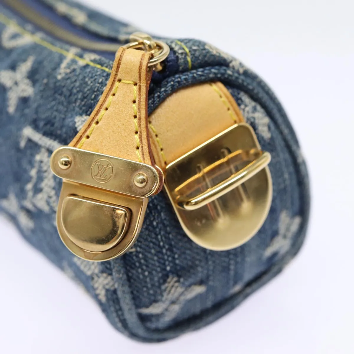 Trendy Inspired Louis Vuitton Monogram Denim Trousse Speedy Pouch Blue M95082 Lv Auth 87601a