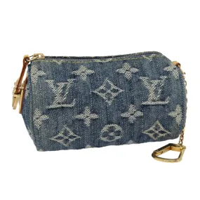 Trendy Inspired Louis Vuitton Monogram Denim Trousse Speedy Pouch Blue M95082 Lv Auth 87601a