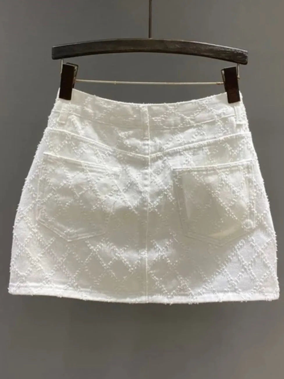 White square pattern texture mini skirt