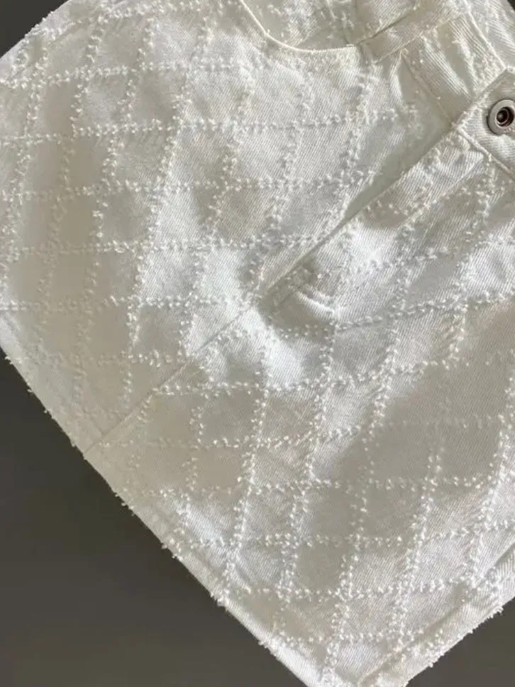 White square pattern texture mini skirt