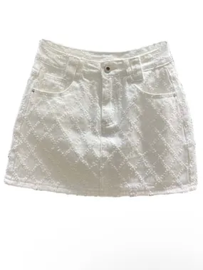 White square pattern texture mini skirt