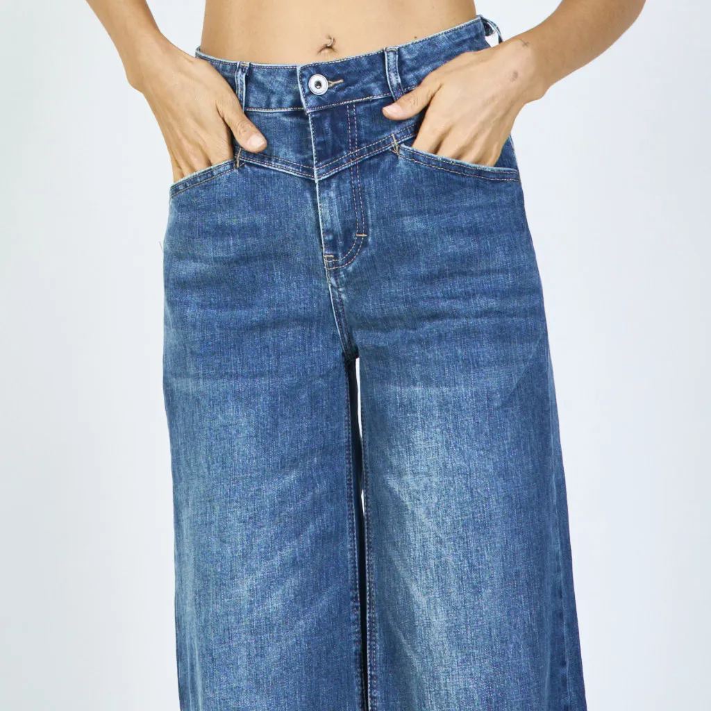 Wide-leg jeans with faded wash wholesale