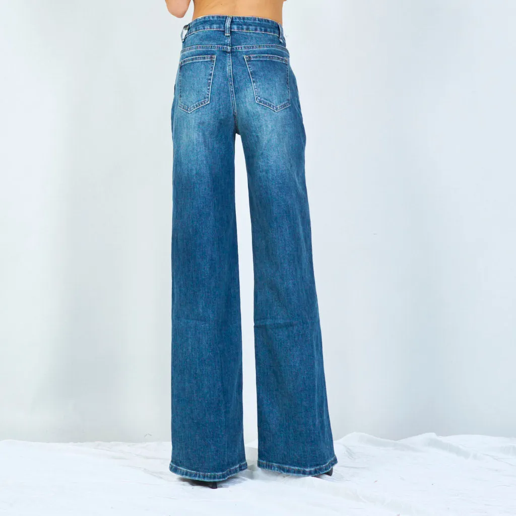 Wide-leg jeans with faded wash wholesale