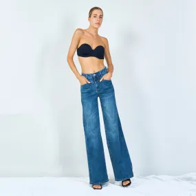 Wide-leg jeans with faded wash wholesale