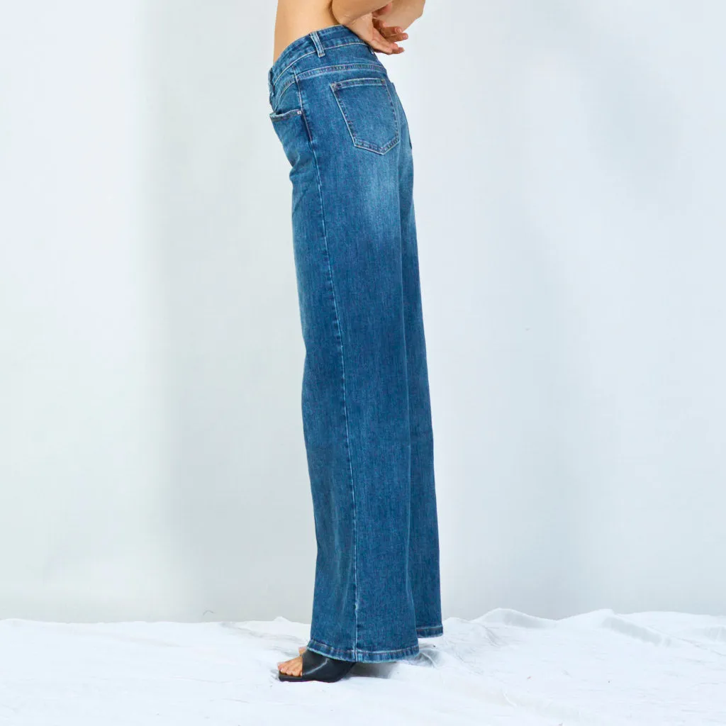 Wide-leg jeans with faded wash wholesale