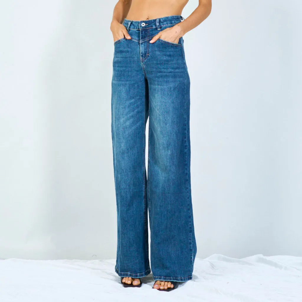 Wide-leg jeans with faded wash wholesale