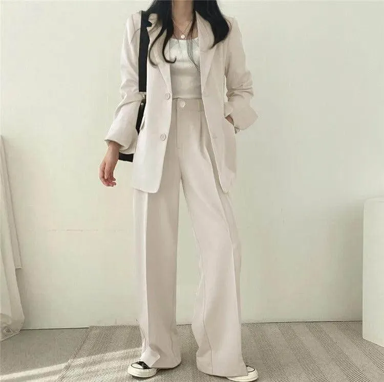 Women's Tailored Blazer and Straight-Leg Pants Set