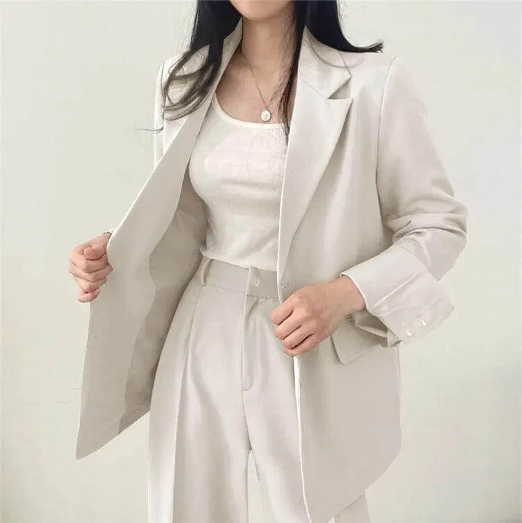Women's Tailored Blazer and Straight-Leg Pants Set