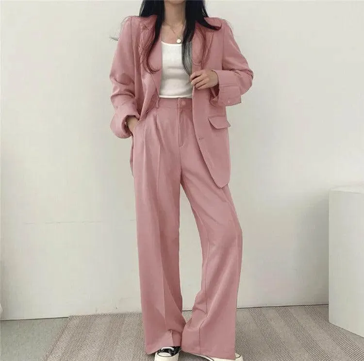 Women's Tailored Blazer and Straight-Leg Pants Set