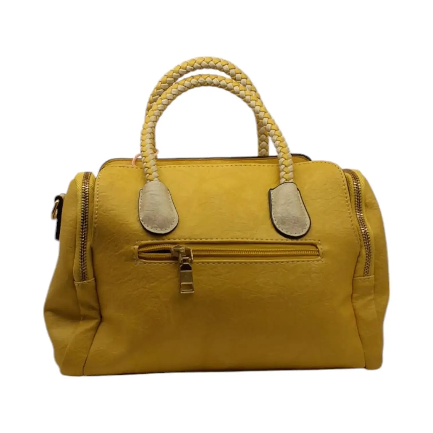Woven Accent Handbag with Braided Handle