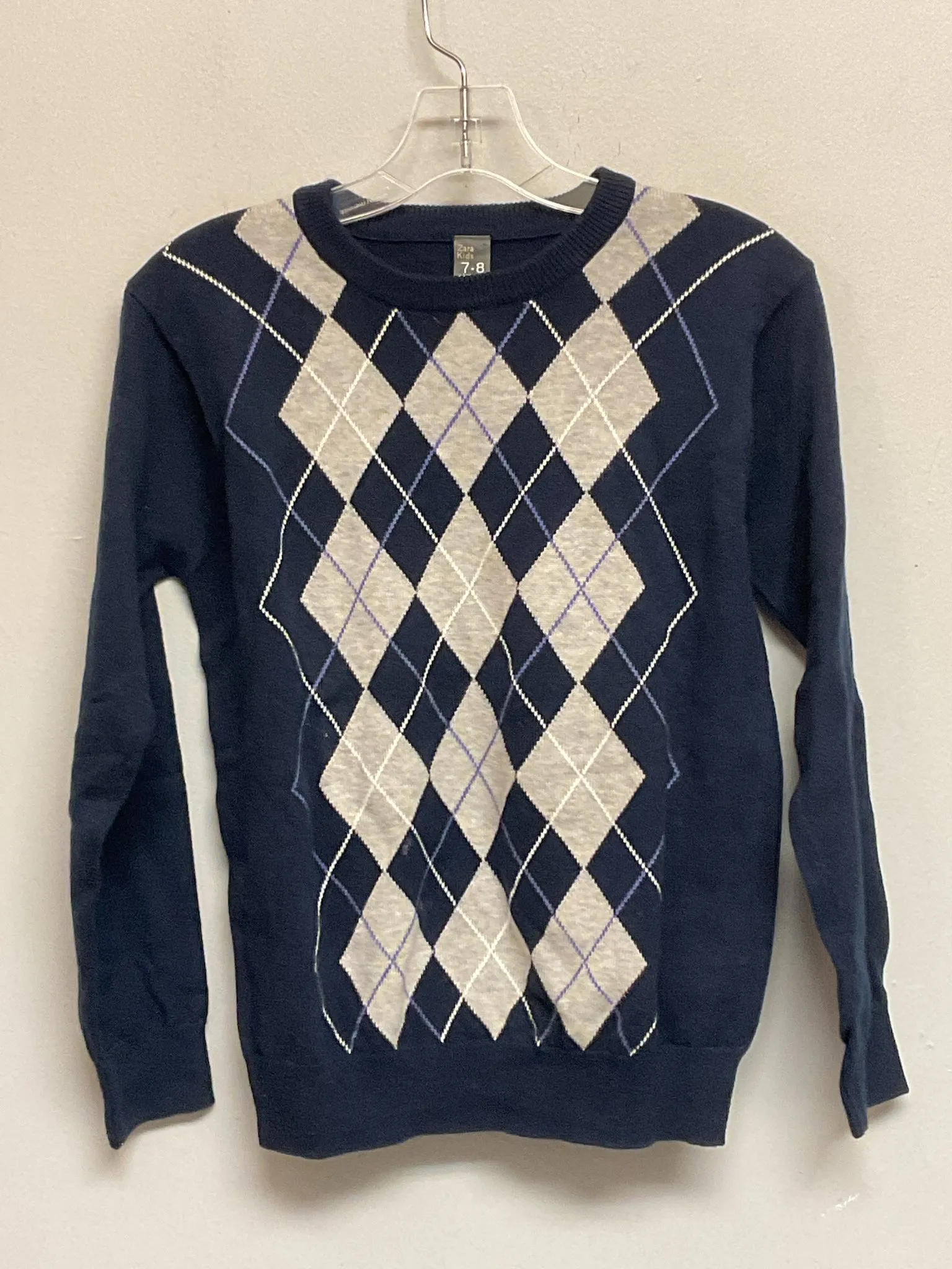 Zara Size 7 Navy Argyle Cotton Boys Sweaters & Vests